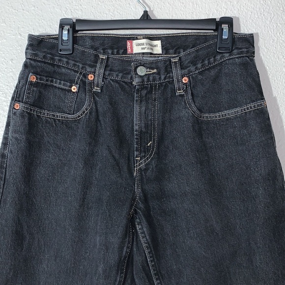 Vintage Y2K LEVI’S 569 Loose fit Wide-leg black Jean’s 31 relaxed fit boyfriend - Picture 4 of 13